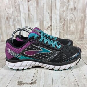 Brooks Ghost 9 Womens Running Shoes Black Purple Teal 1202251B092 Size 8